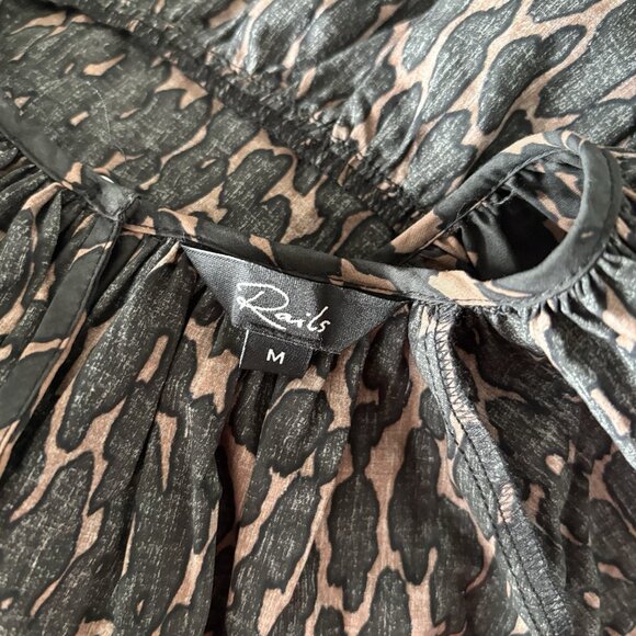 Rails khloe dress in savannah Puff Sleeves Animal Print Size Medium Preppy Boho - Picture 5 of 14